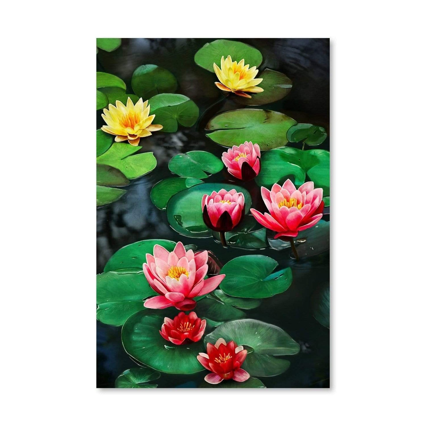 Vibrant Water Lily Oil Painting on Canvas for Serene Home Décor