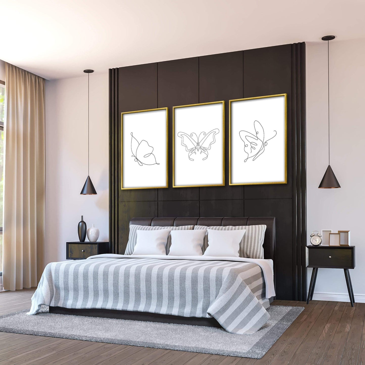 Elegant Line Art Butterflies Canvas - Minimalist Home Decor for Nature Lovers