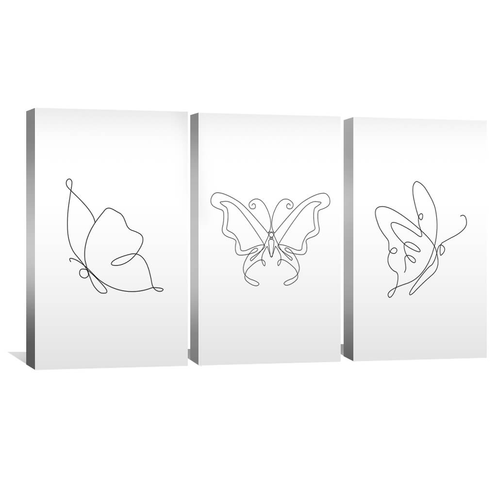 Elegant Line Art Butterflies Canvas - Minimalist Home Decor for Nature Lovers