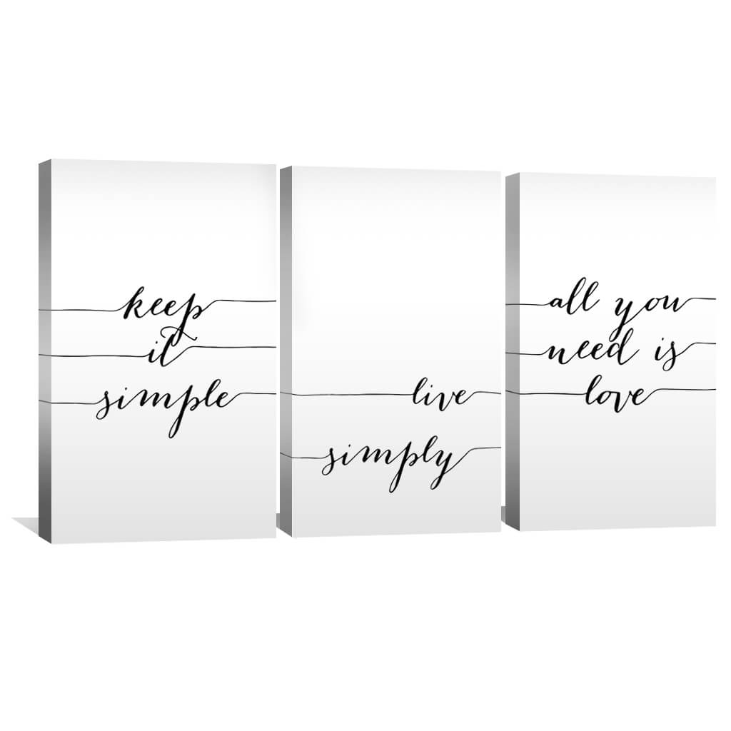 Live Simply Inspirational Canvas Artwork for Minimalist Home Decor