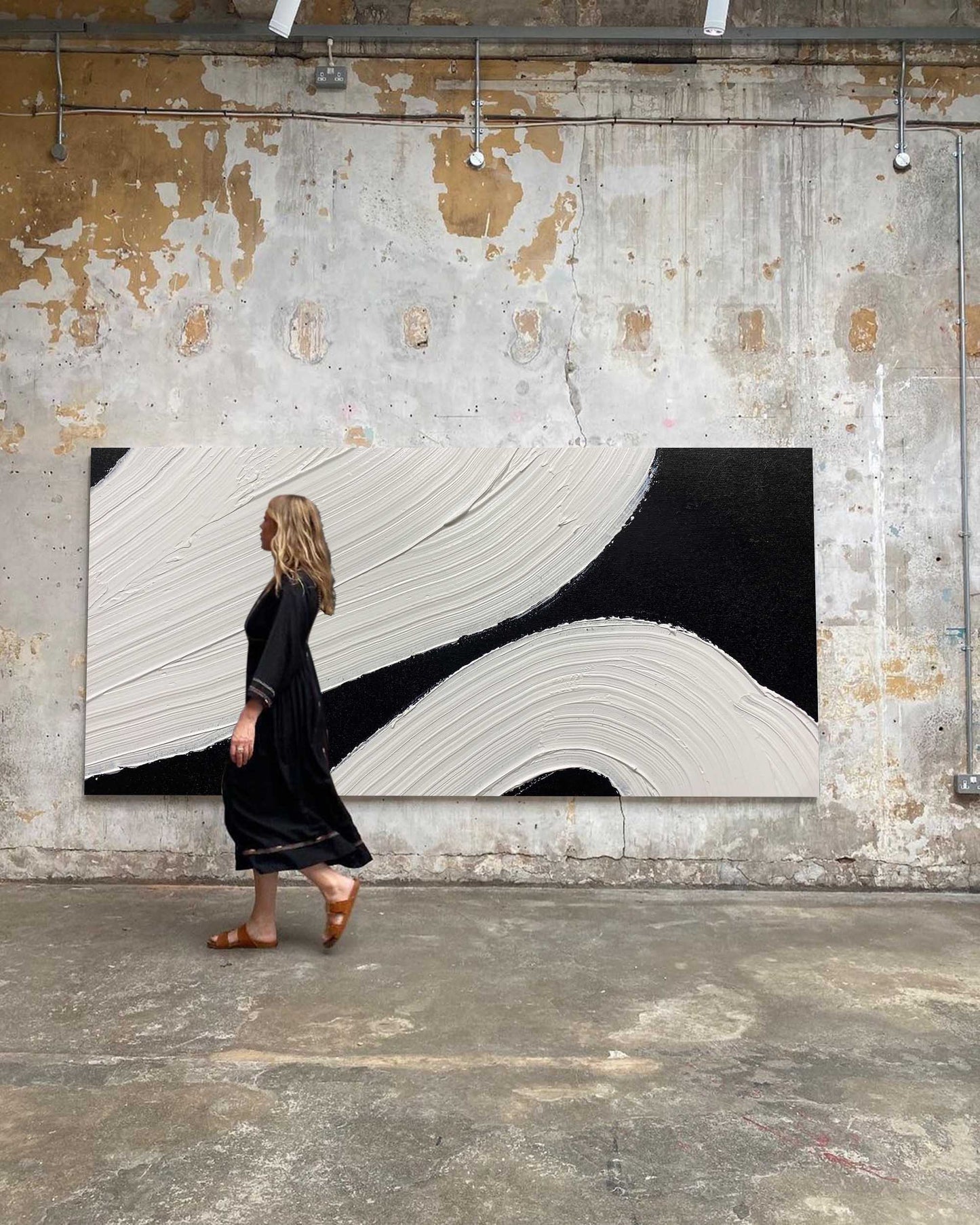 Modern Minimalist Abstract Line Art Oil Painting for Contemporary Decor