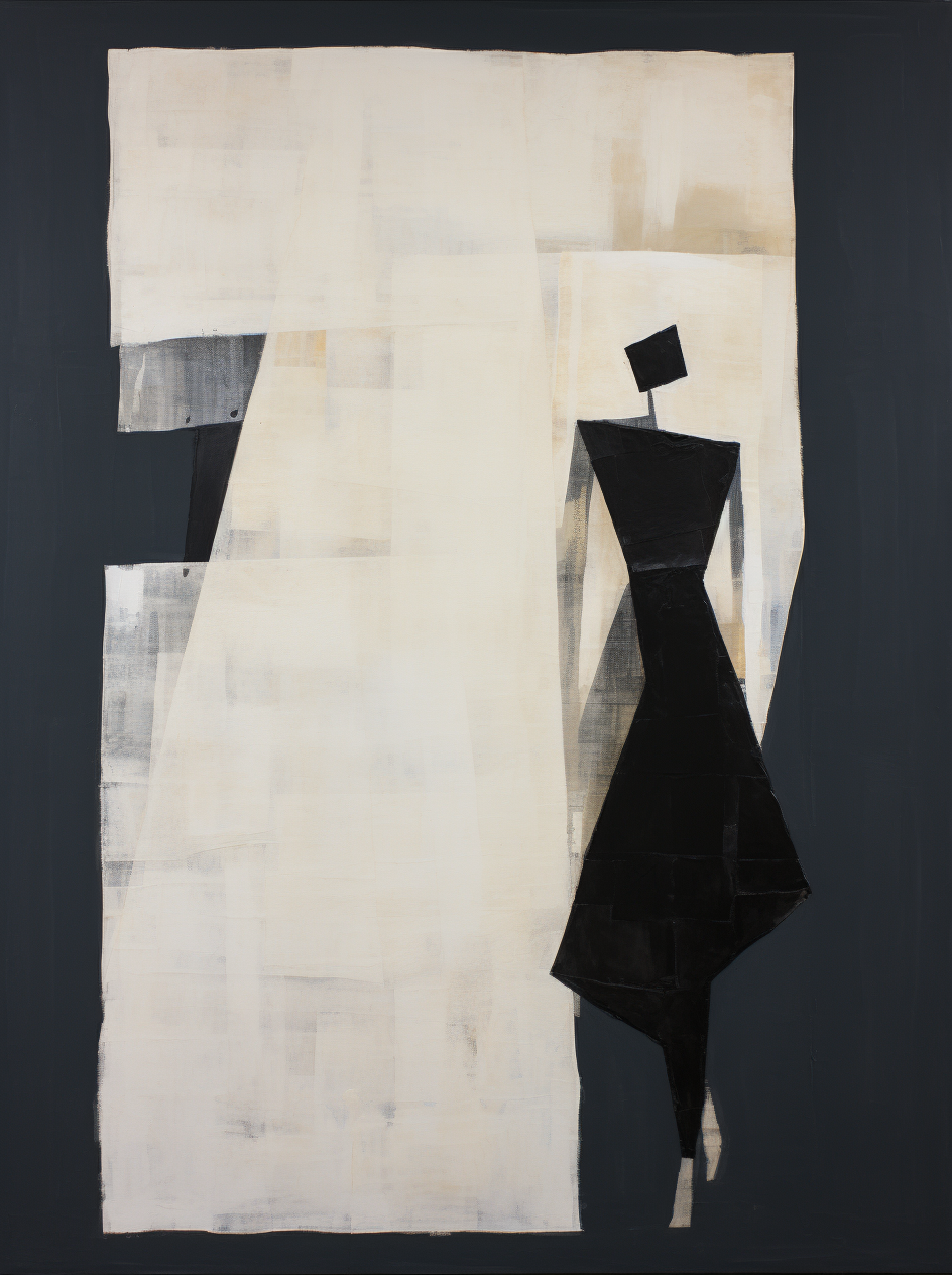 Elegant Black and White Minimalist Oil Painting for Modern Home Decor