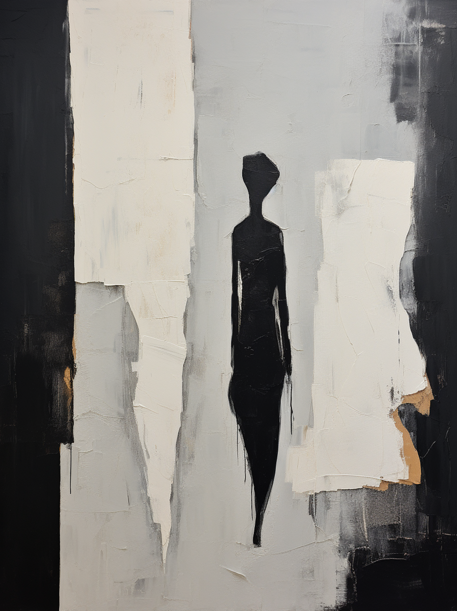 Abstract Minimalist Figure Painting in Monochrome Tones
