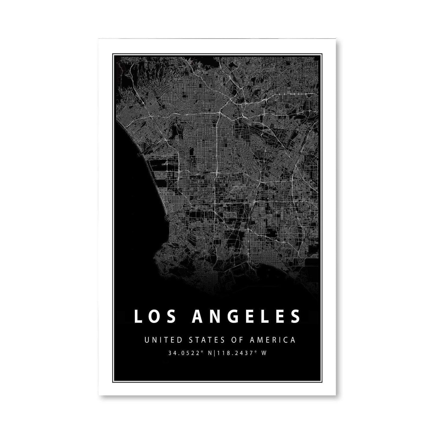 Los Angeles Minimalist Black Canvas Wall Art - Modern City Decor