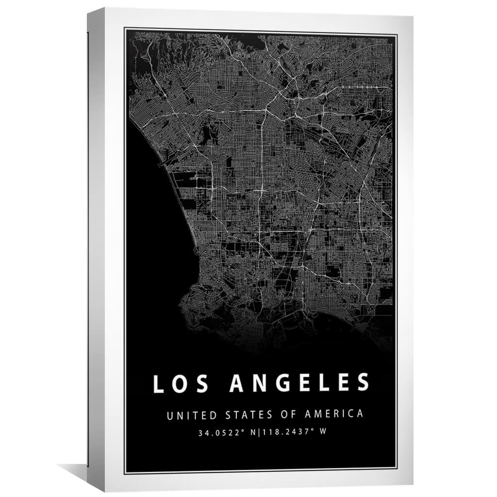 Los Angeles Minimalist Black Canvas Wall Art - Modern City Decor
