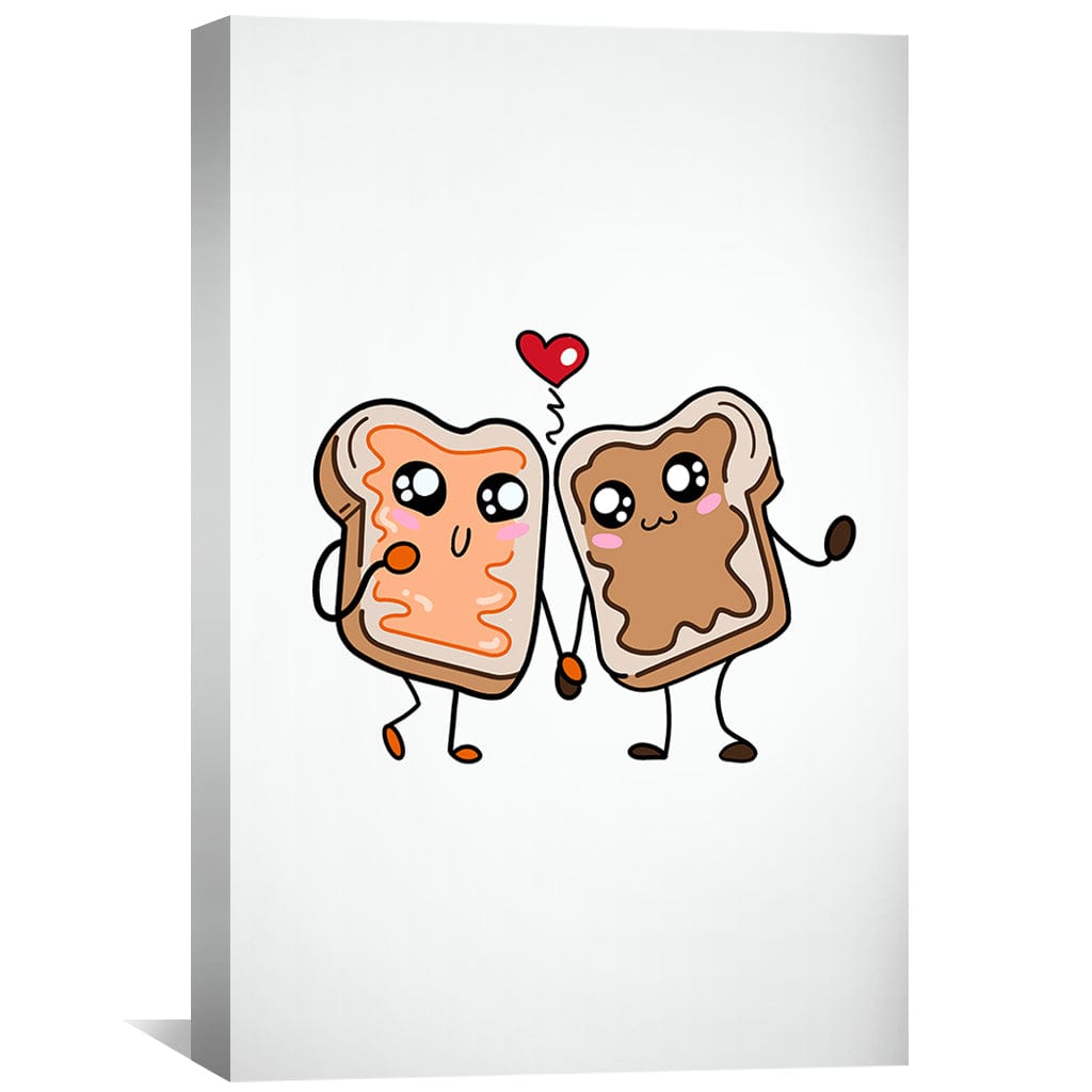 Whimsical Love Sandwich Art | Cute Couple Oil Painting Decor for Home or Kitchen