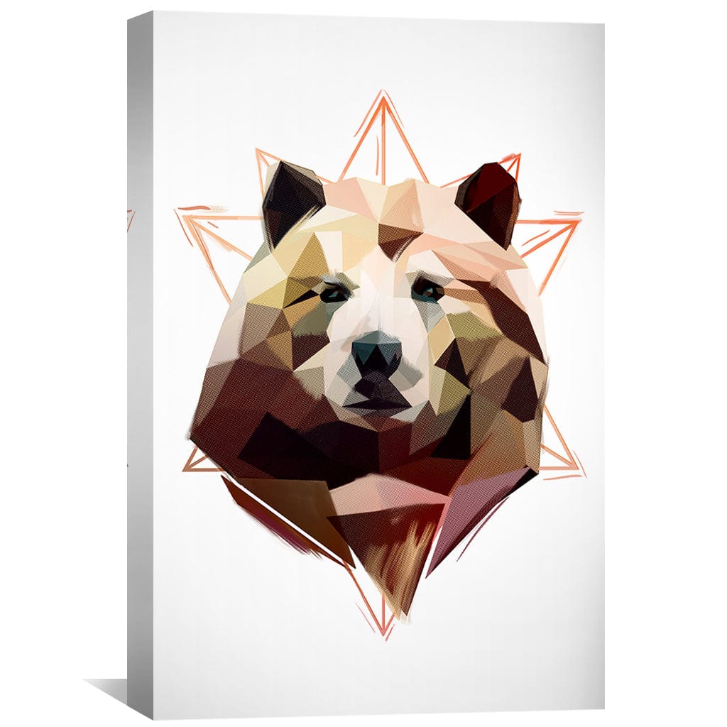 Geometric Bear Oil Painting - Modern Animal Art for Home Decor