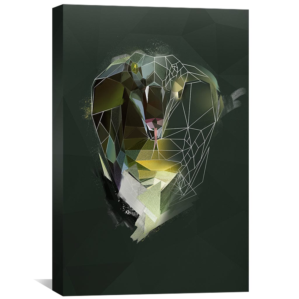 Geometric Cobra Art on Dark Canvas - Modern Oil Painting for Unique Decor