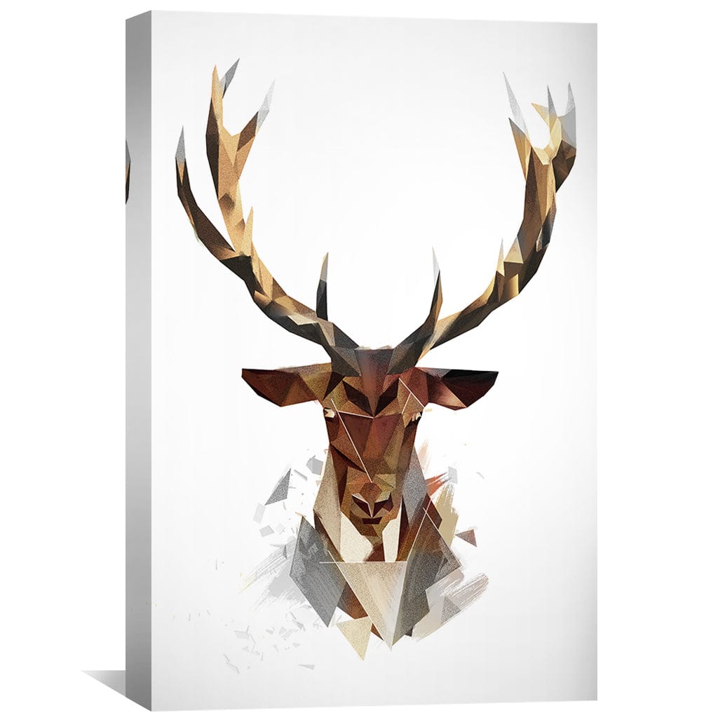 Geometric Deer Head Oil Painting for Modern Home Decor