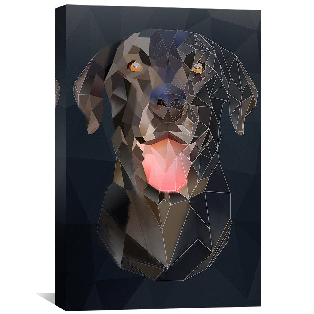 Geometric Dog Portrait on Dark Canvas - Modern Art for Dog Lovers