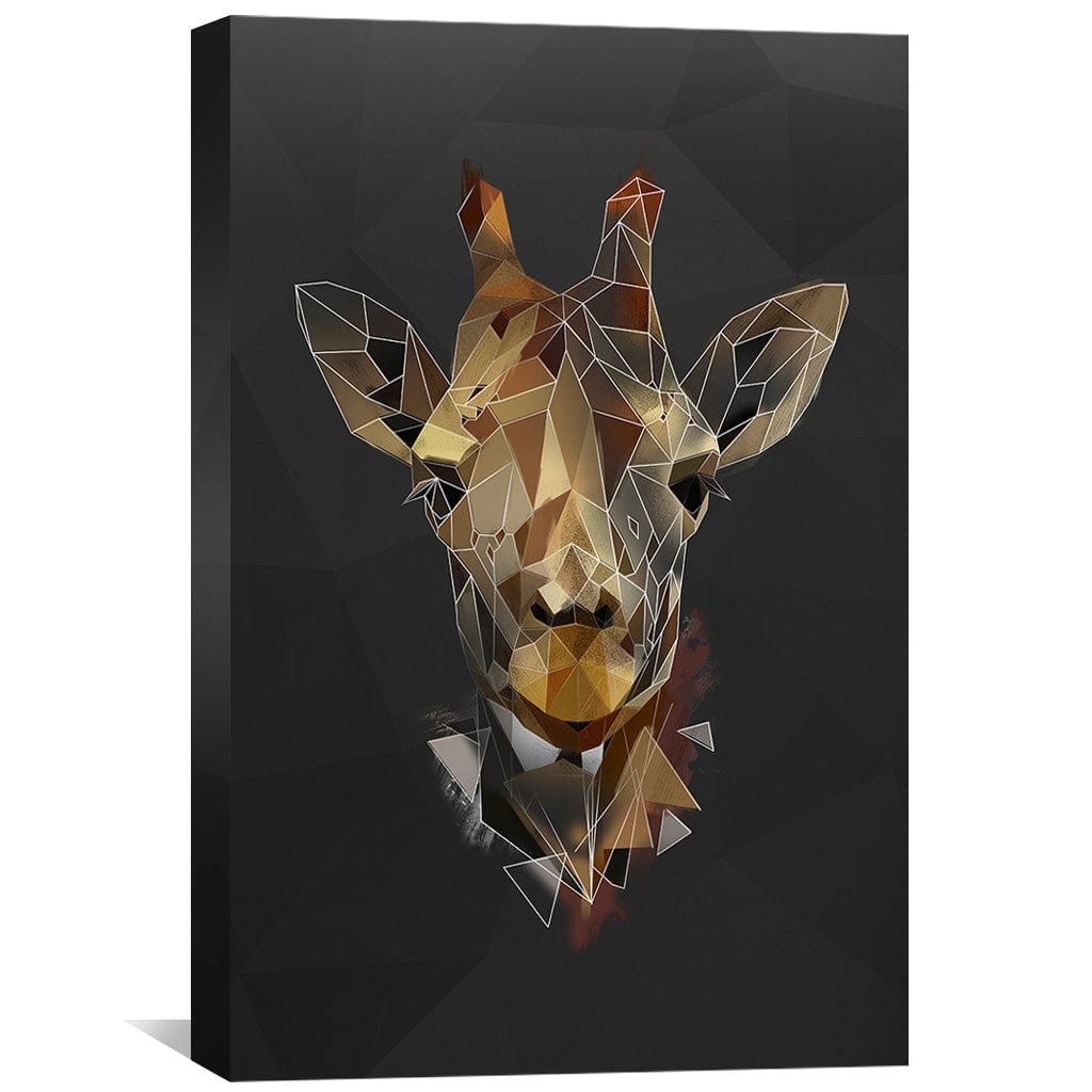 Geometric Giraffe Art on Dark Canvas - Modern Oil Painting for Unique Home Decor