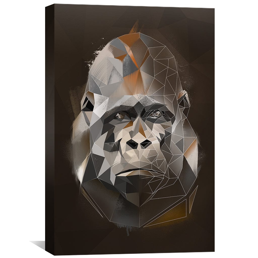 Geometric Gorilla Portrait on Dark Canvas | Modern Wall Art Decor