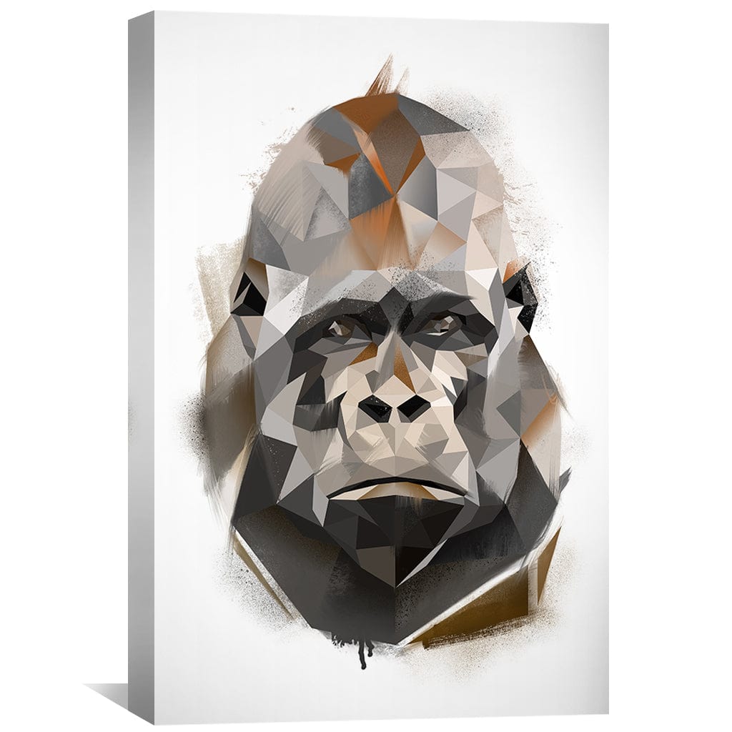 Geometric Gorilla Oil Painting for Modern Home Decor and Art Lovers