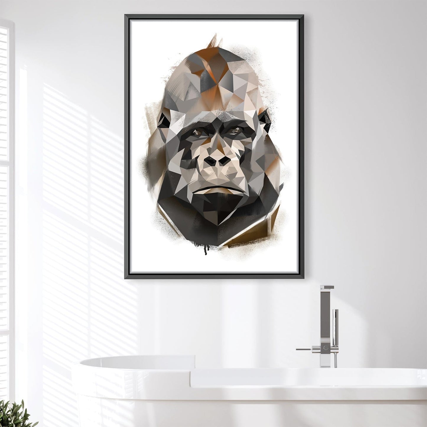 Geometric Gorilla Oil Painting for Modern Home Decor and Art Lovers