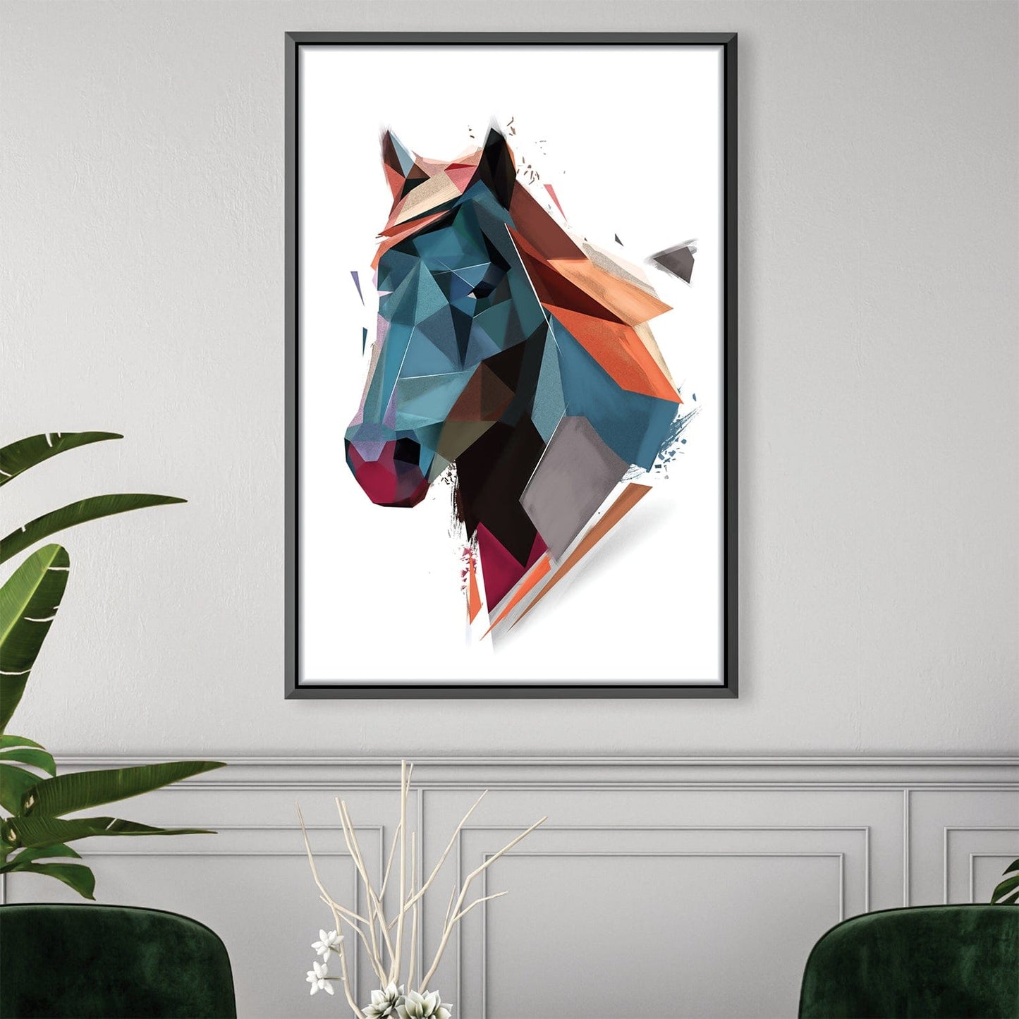 Abstract Low Poly Horse Art – Colorful Modern Canvas Painting for Unique Decor