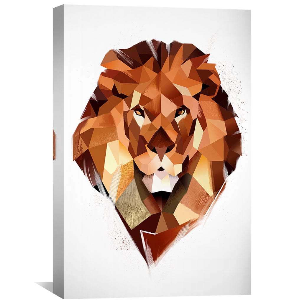 Geometric Lion Wall Art – Modern Low Poly Canvas Painting for Home Decor