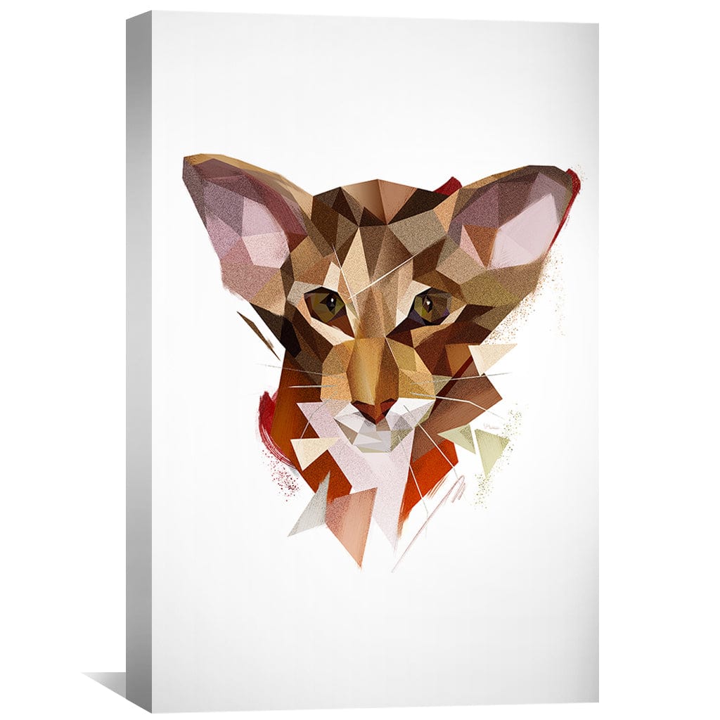 Geometric Oriental Cat Oil Painting for Modern Home Décor