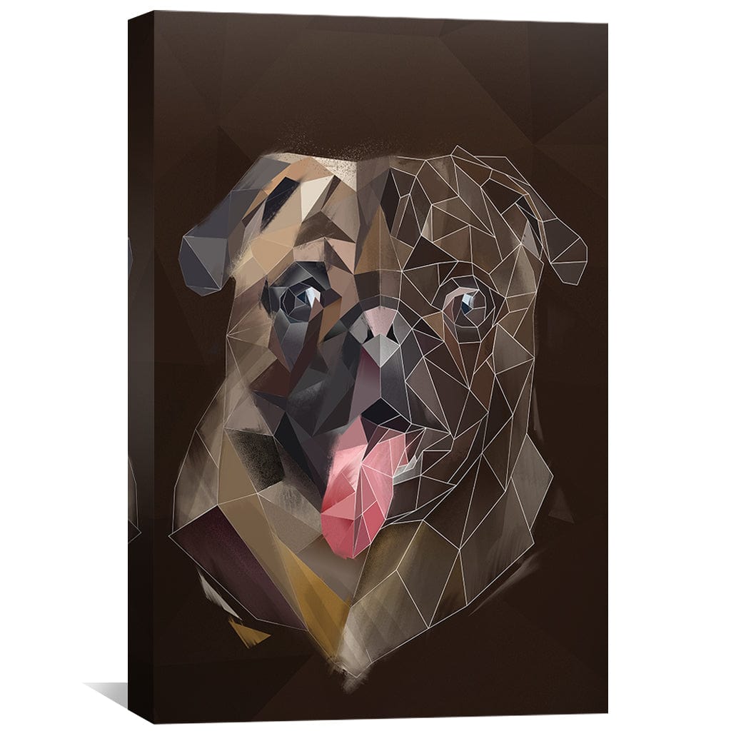 Geometric Pug Portrait on Dark Canvas – Modern Pet Art for Dog Lovers