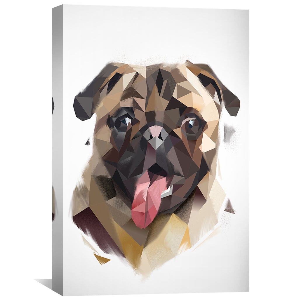 Geometric Pug Dog Oil Painting - Modern Animal Art for Home Decor