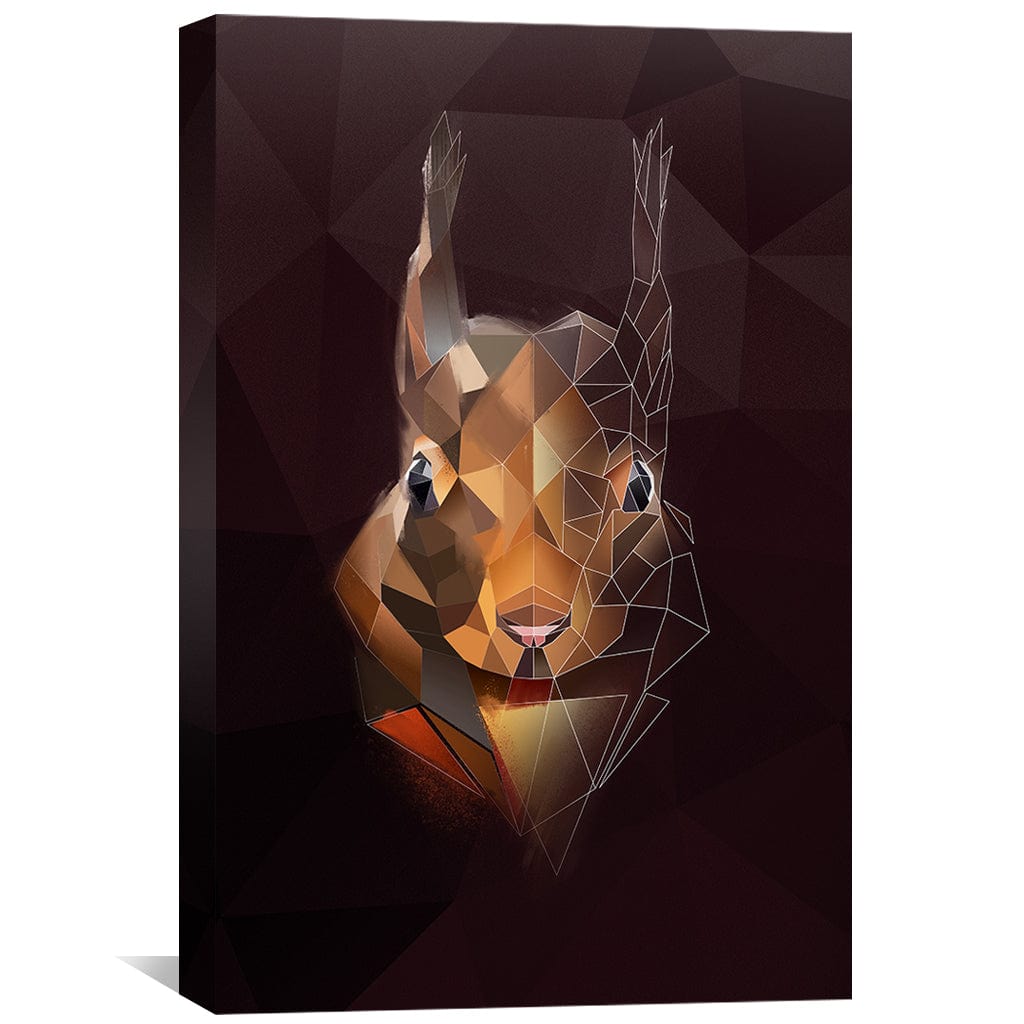 Geometric Squirrel Portrait on Dark Canvas - Modern Art for Home Decor