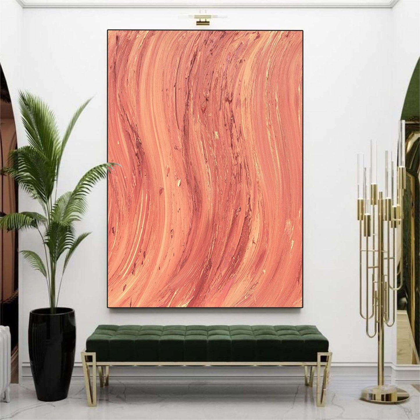 Abstract Warm Toned Oil Painting for Modern Home Decor