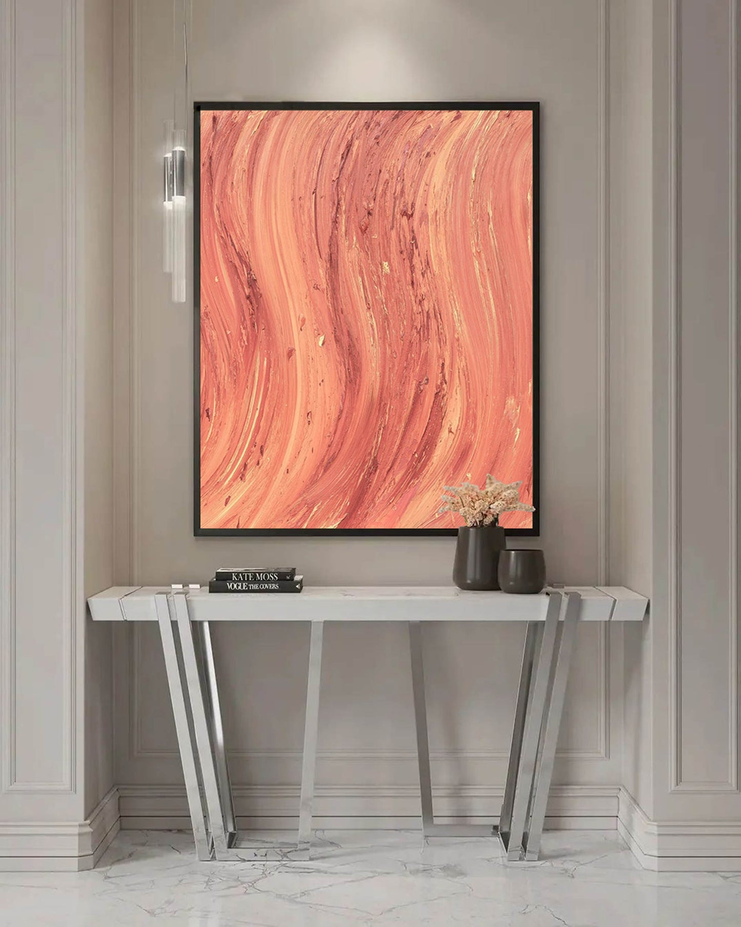Abstract Warm Toned Oil Painting for Modern Home Decor