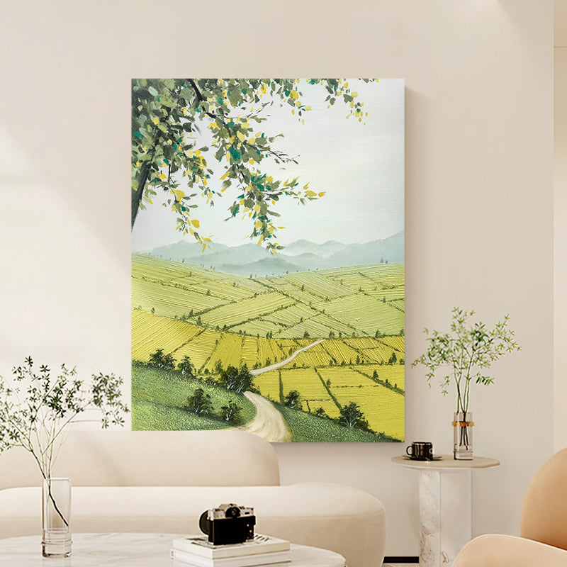 Quaint Meadow European Scenic Fields Farm Oil Painting 107QM