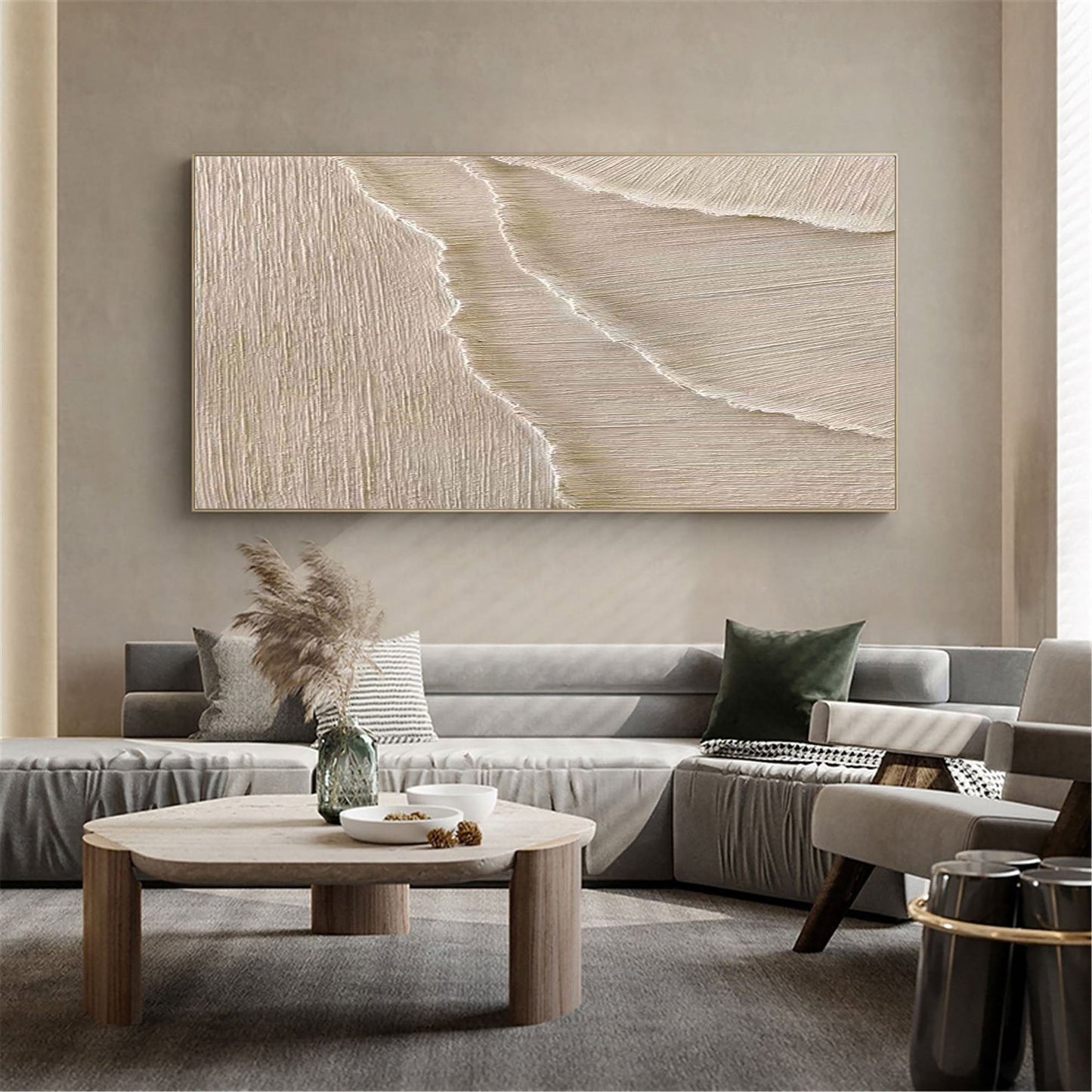 Serene Coastal Abstract Oil Painting for Elegant Home Decor