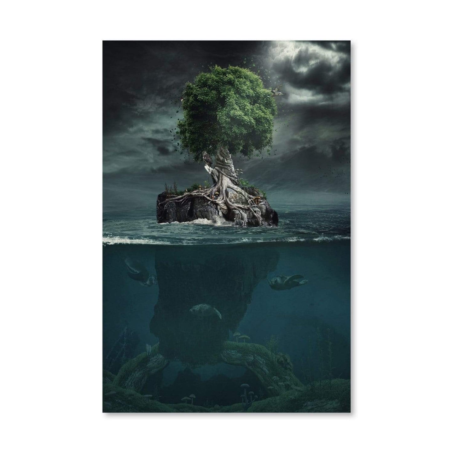 Whimsical Tree Beneath the Water: Enchanting Oil Painting for Your Home Decor