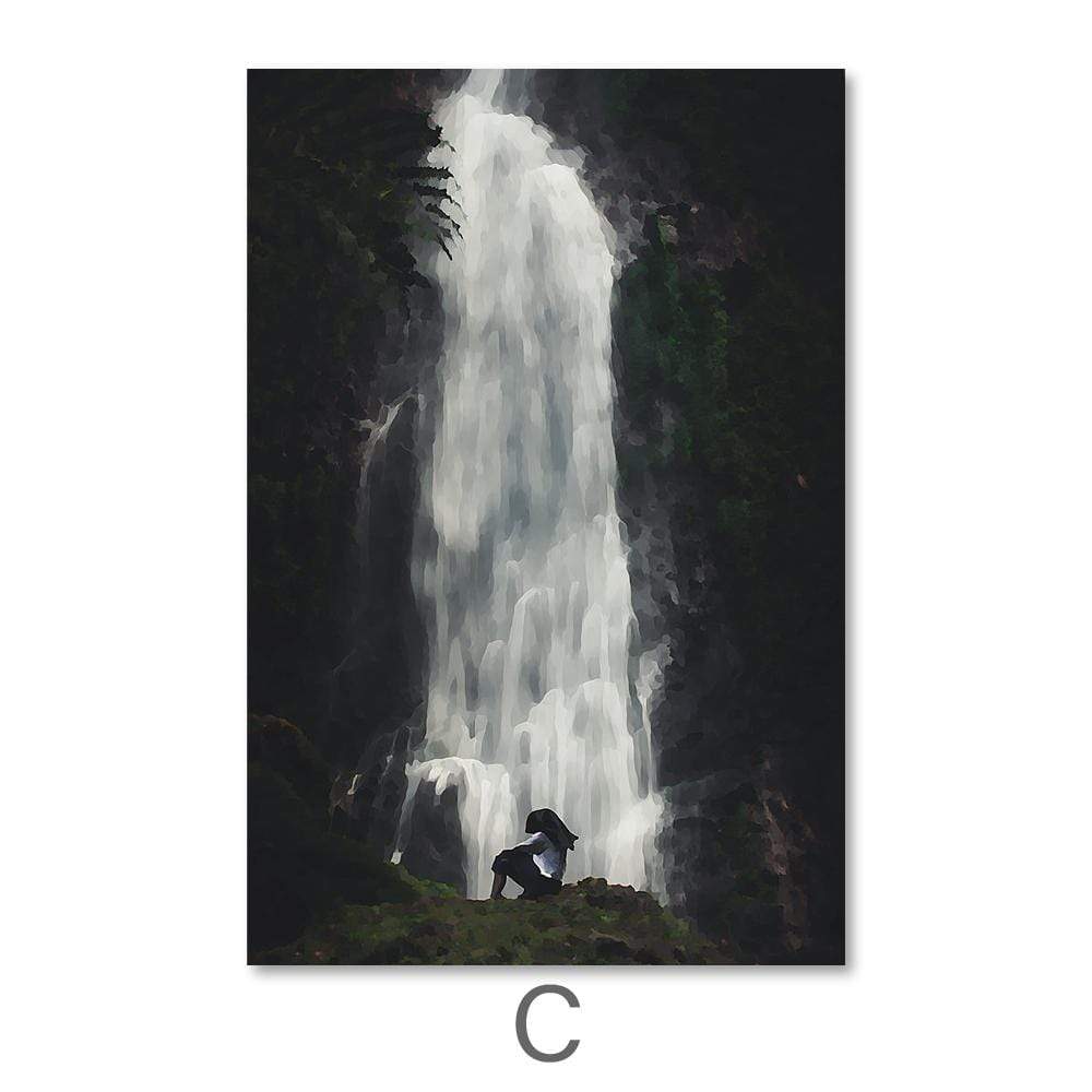 Stunning Waterfall Oil Painting for Serene Home Decor