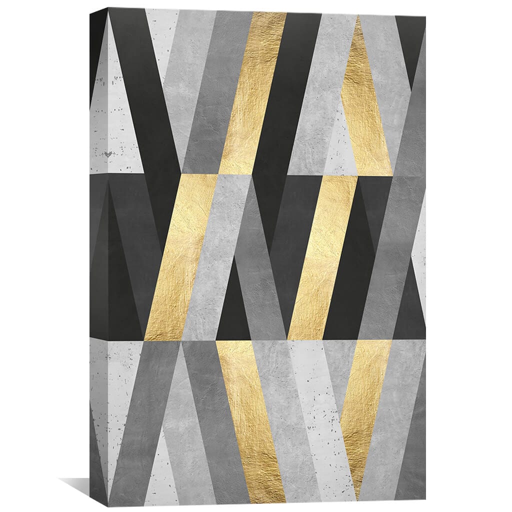 Contemporary Abstract Marble and Gold Geometric Canvas Art for Modern Decor