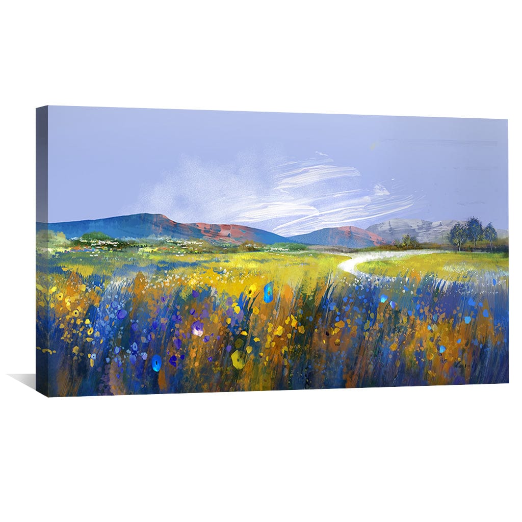 Vibrant Meadow Landscape Oil Painting for Home Decor and Art Lovers