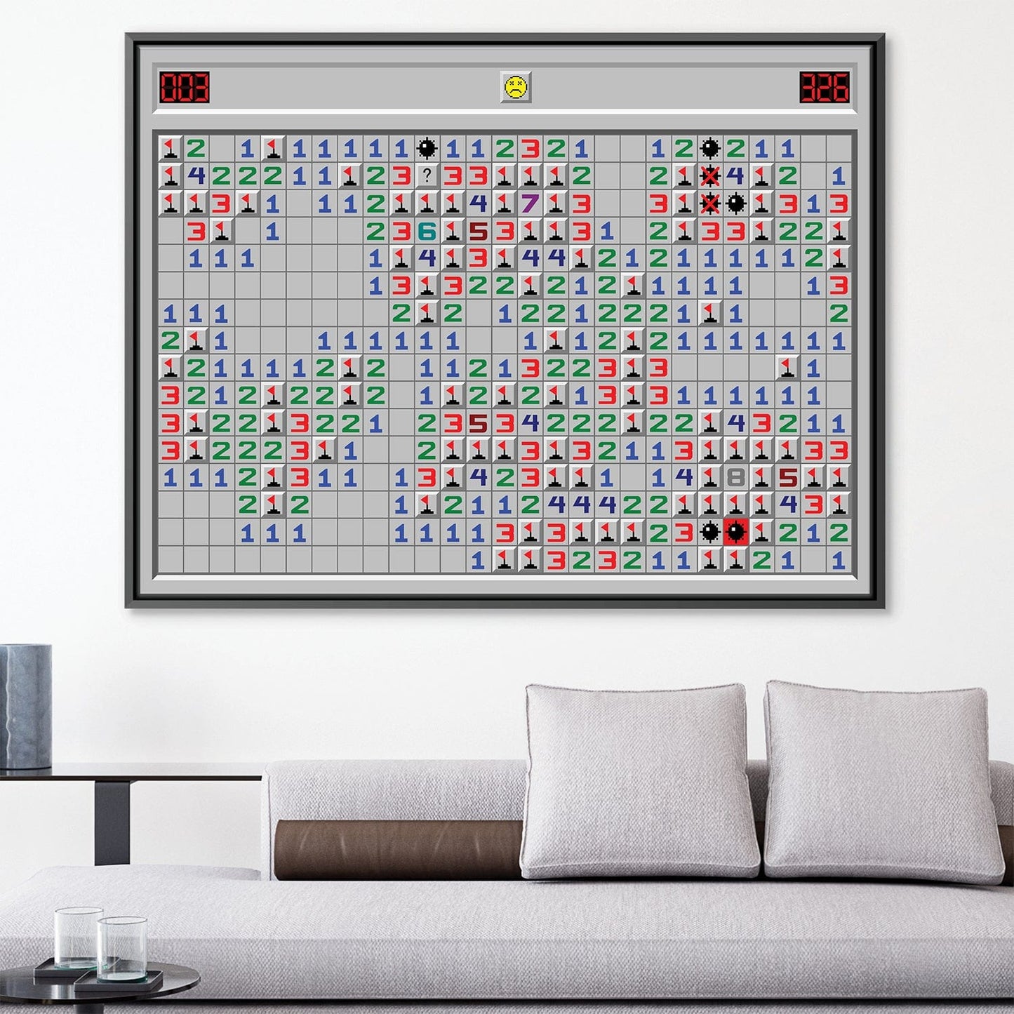 Colorful Minesweeper Canvas Artwork for Game Lovers and Home Decor
