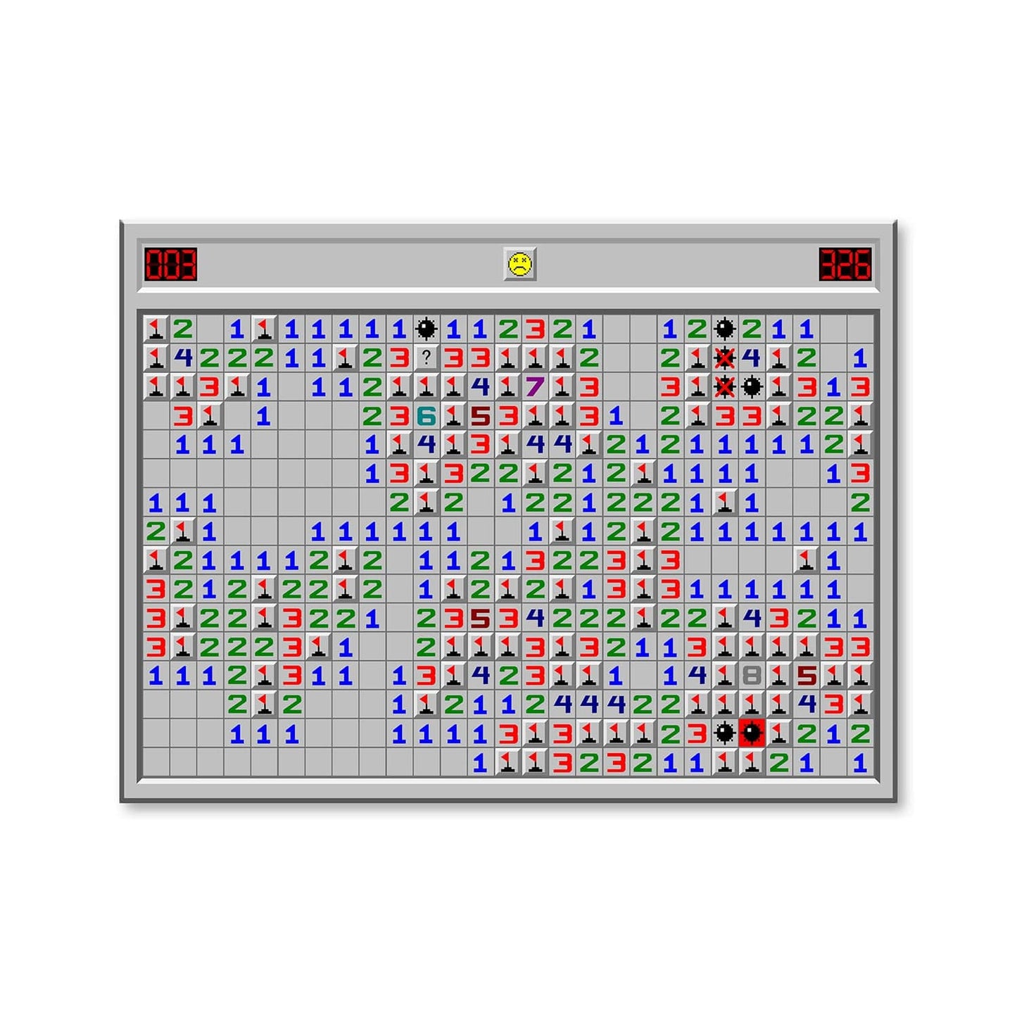 Colorful Minesweeper Canvas Artwork for Game Lovers and Home Decor