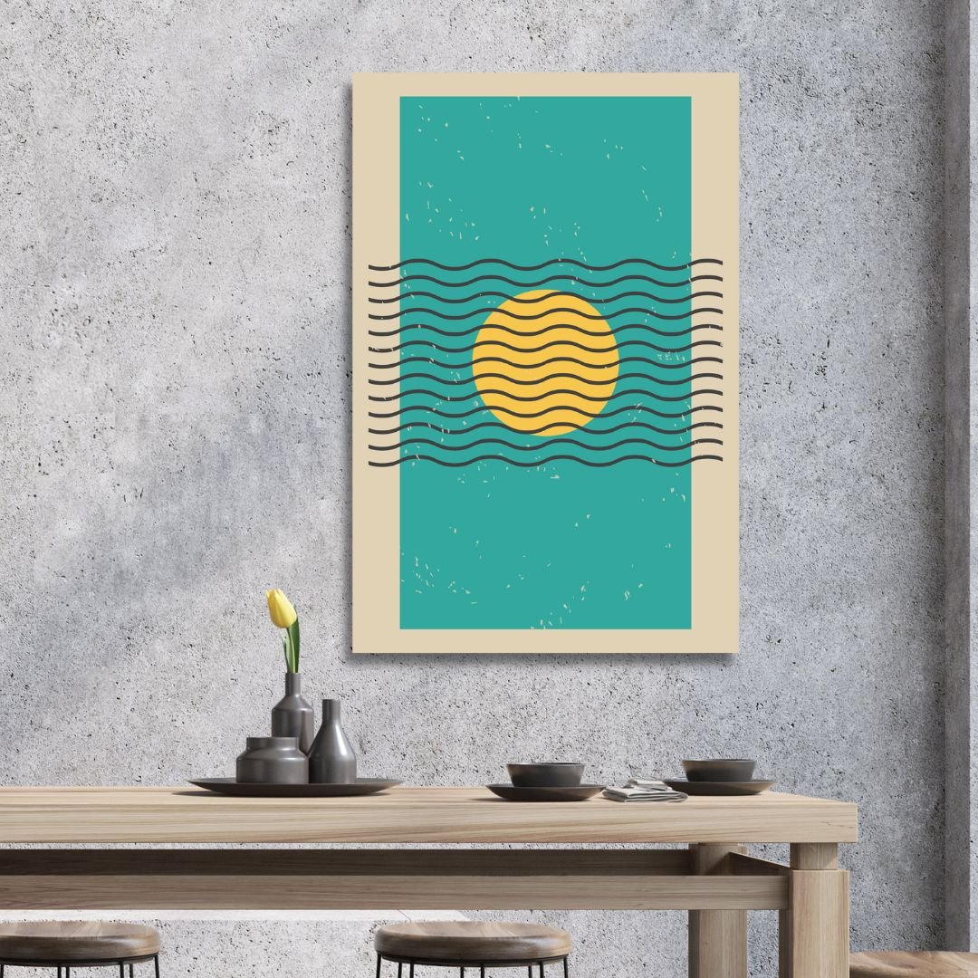 Geometric Abstract Oil Painting with Vibrant Colors and Bold Patterns