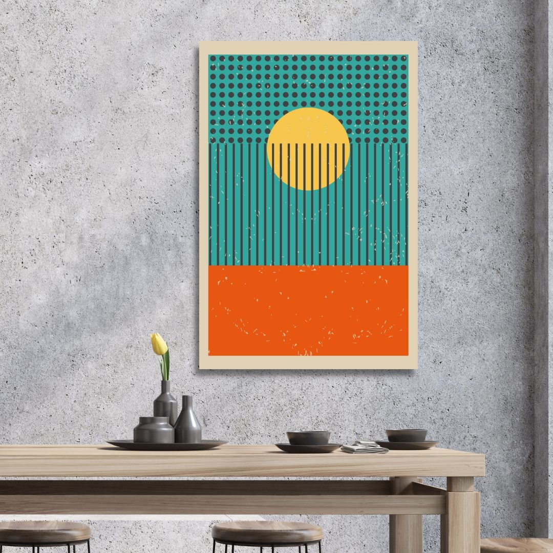 Geometric Abstract Oil Painting with Vibrant Colors and Bold Patterns