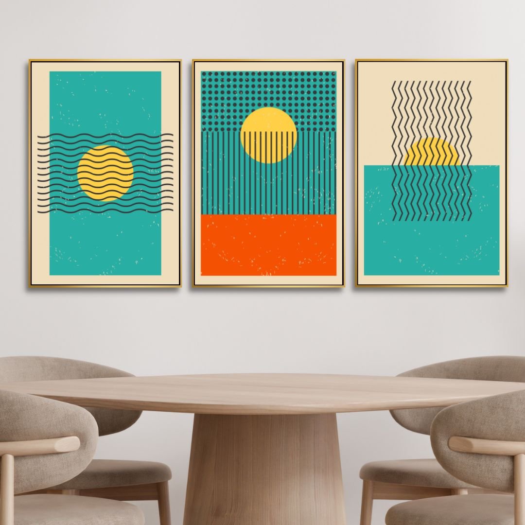 Geometric Abstract Oil Painting with Vibrant Colors and Bold Patterns