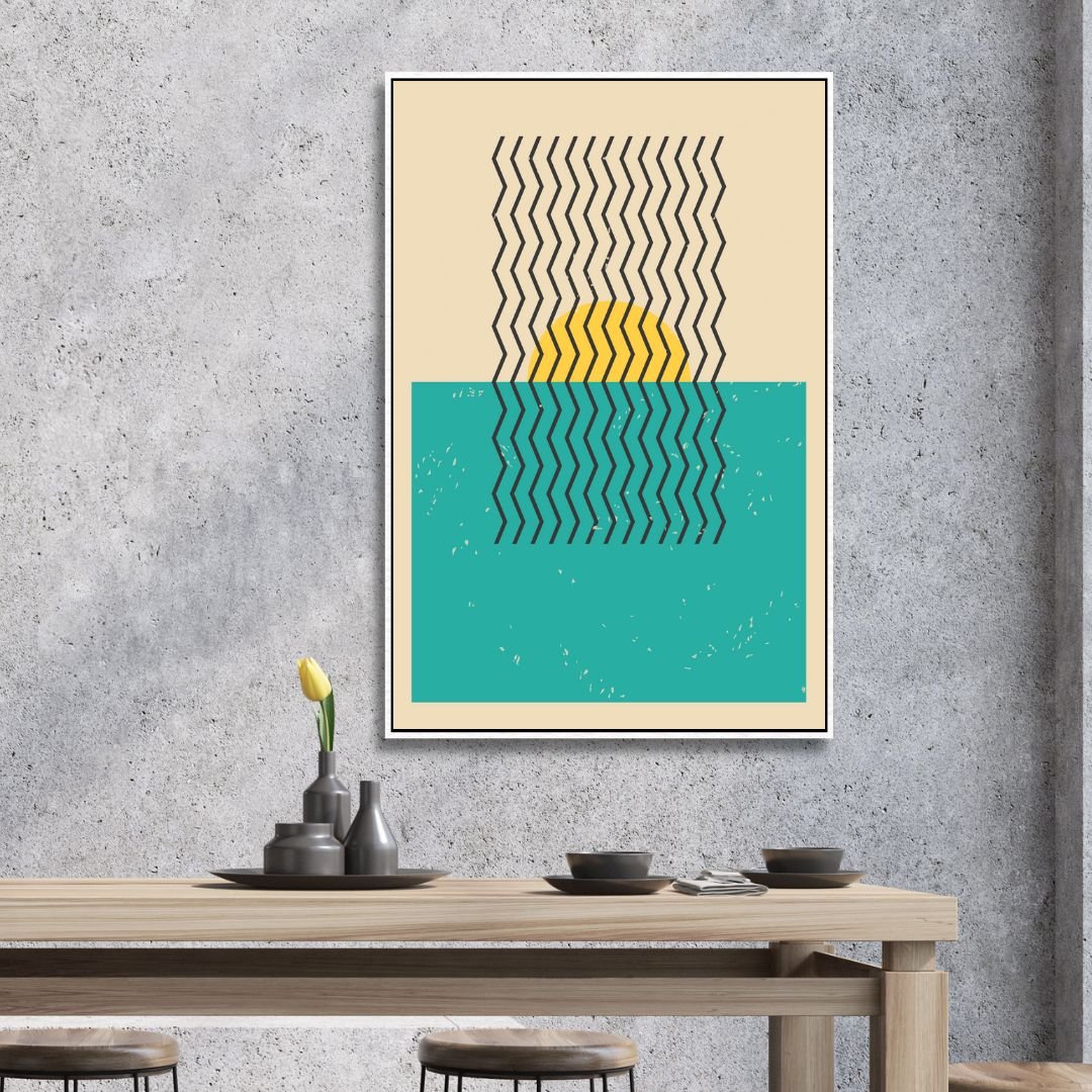 Geometric Abstract Oil Painting with Vibrant Colors and Bold Patterns