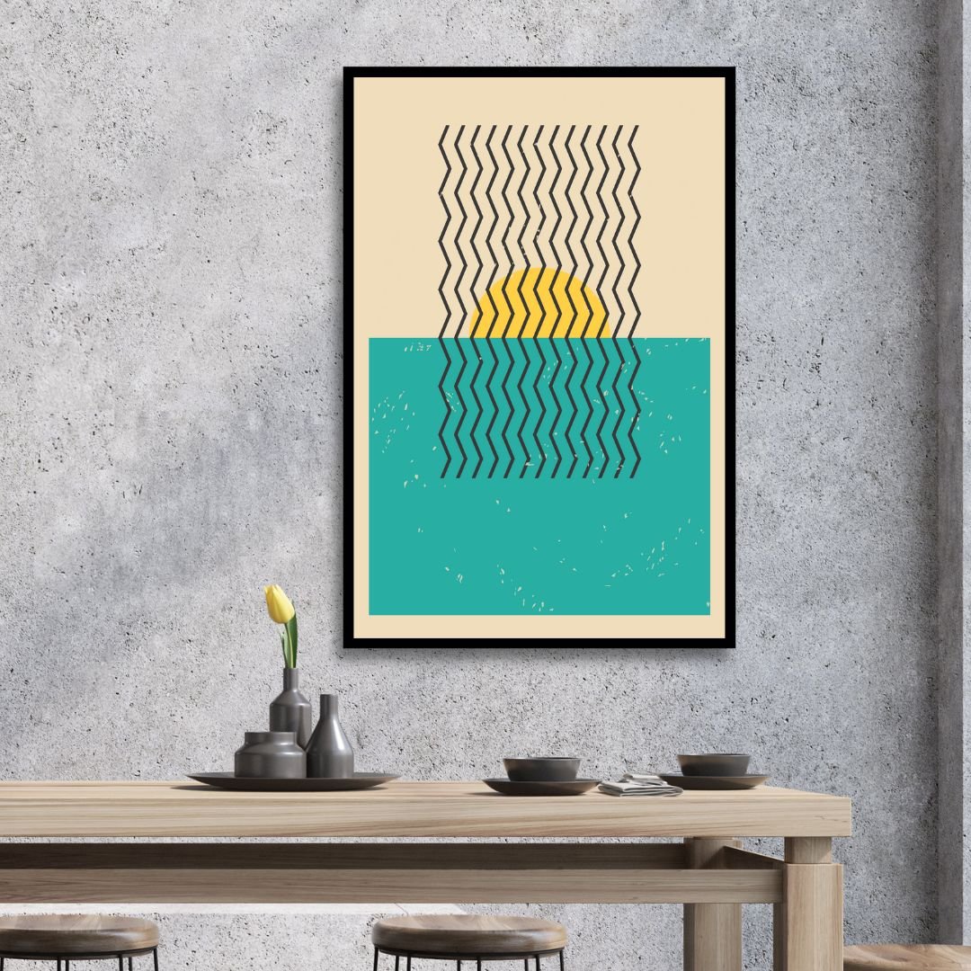 Geometric Abstract Oil Painting with Vibrant Colors and Bold Patterns