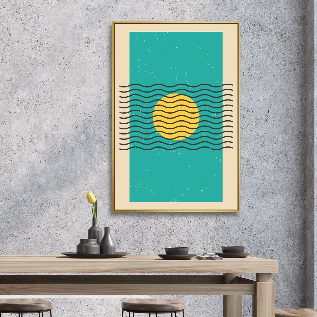 Geometric Abstract Oil Painting with Vibrant Colors and Bold Patterns