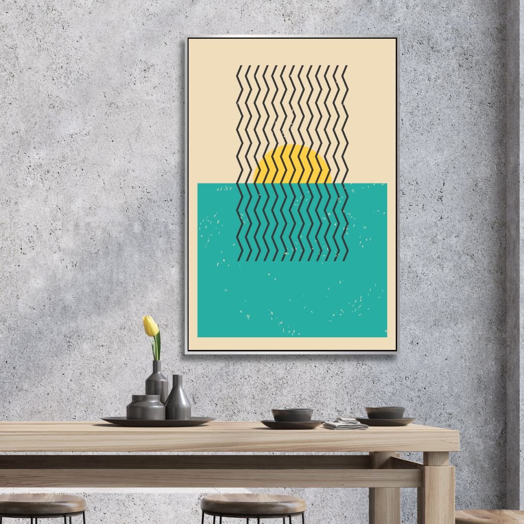 Geometric Abstract Oil Painting with Vibrant Colors and Bold Patterns