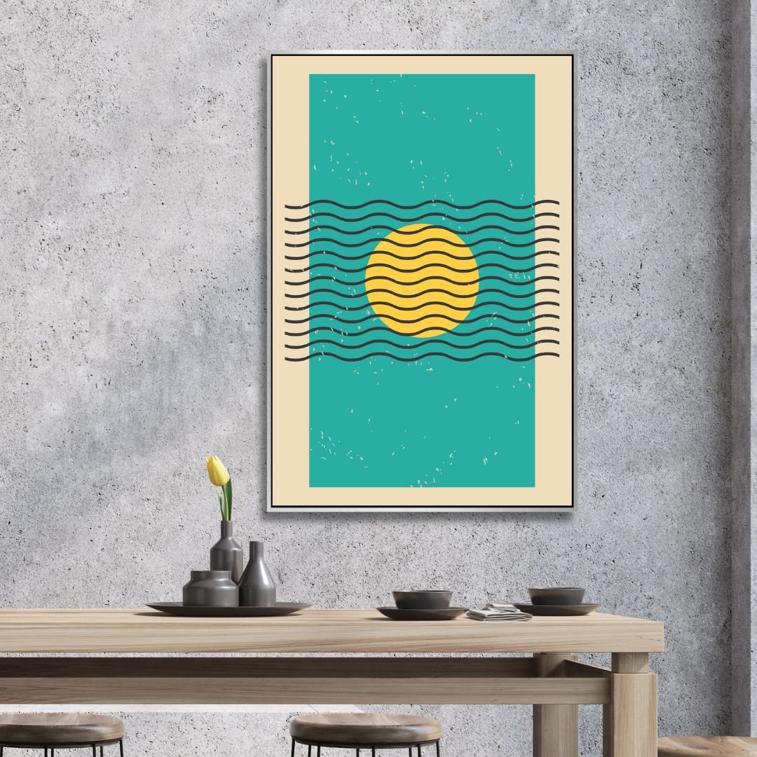 Geometric Abstract Oil Painting with Vibrant Colors and Bold Patterns