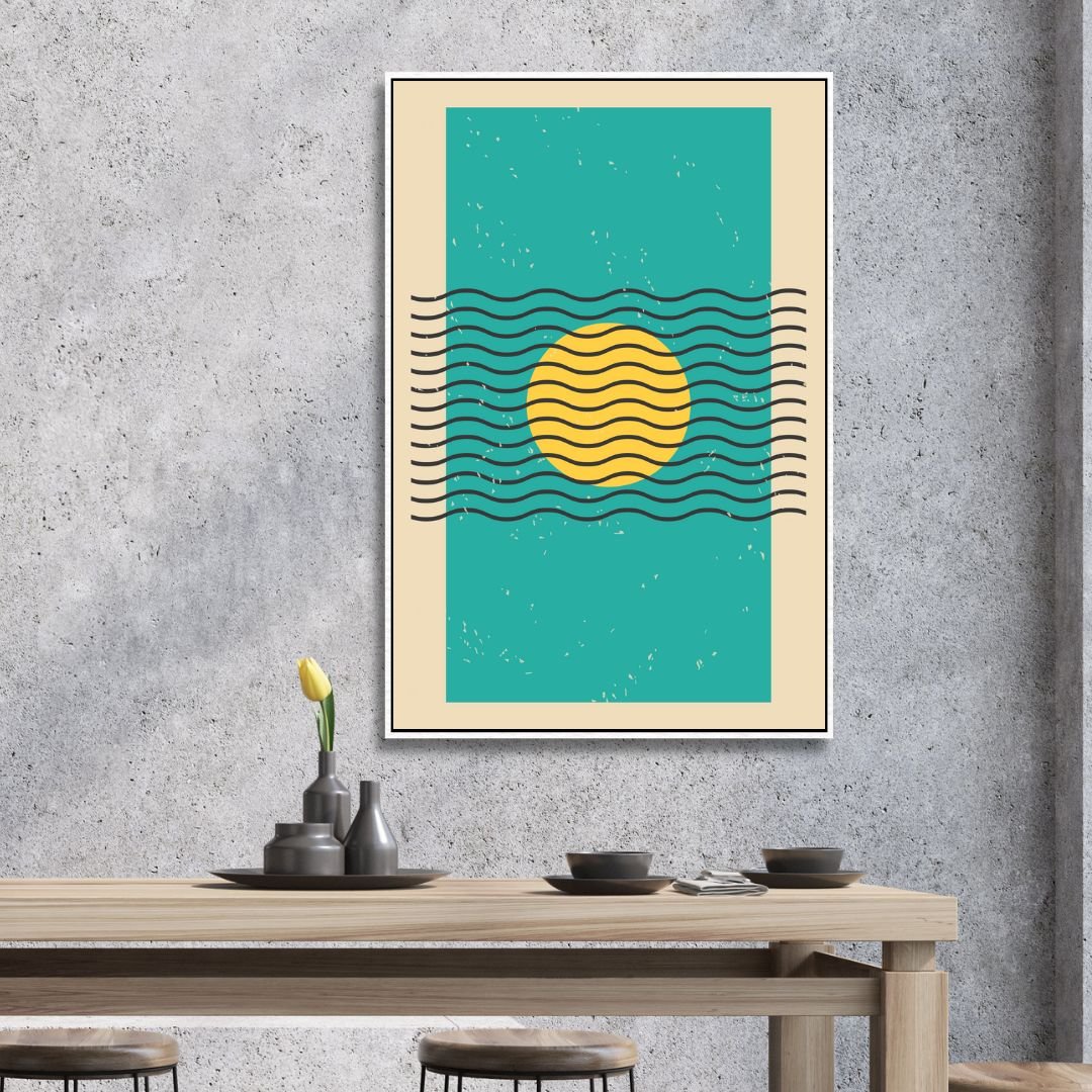 Geometric Abstract Oil Painting with Vibrant Colors and Bold Patterns