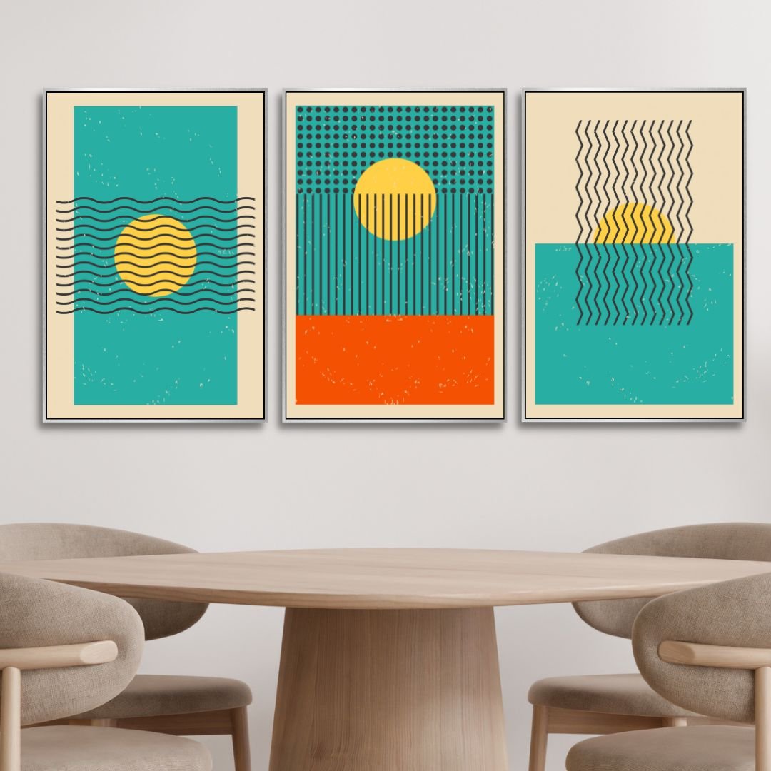 Geometric Abstract Oil Painting with Vibrant Colors and Bold Patterns