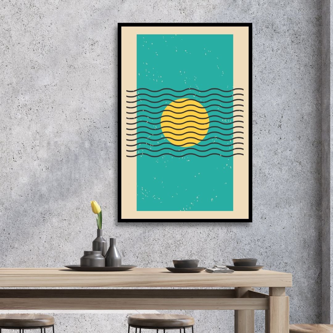 Geometric Abstract Oil Painting with Vibrant Colors and Bold Patterns