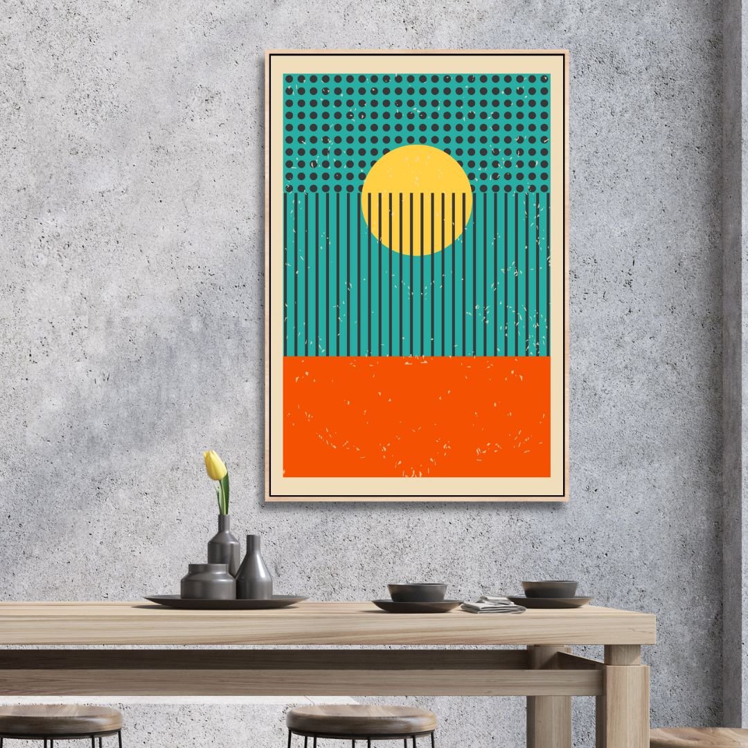 Geometric Abstract Oil Painting with Vibrant Colors and Bold Patterns