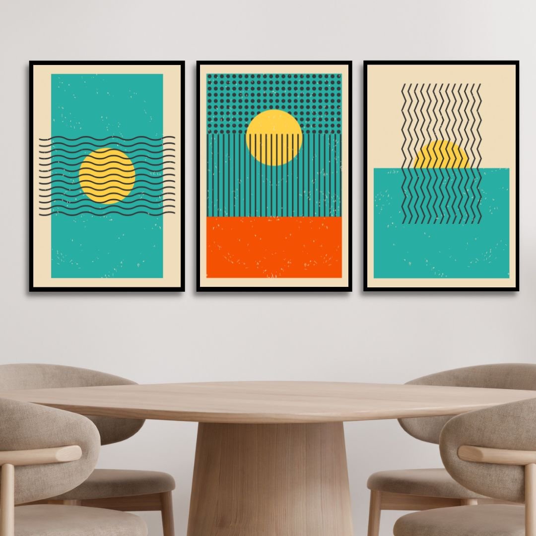 Geometric Abstract Oil Painting with Vibrant Colors and Bold Patterns