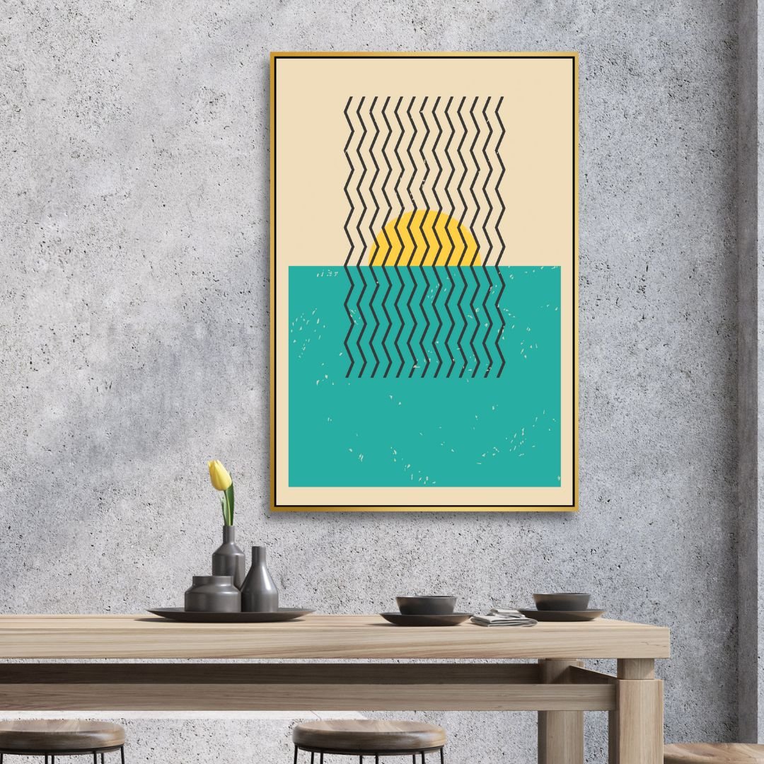 Geometric Abstract Oil Painting with Vibrant Colors and Bold Patterns
