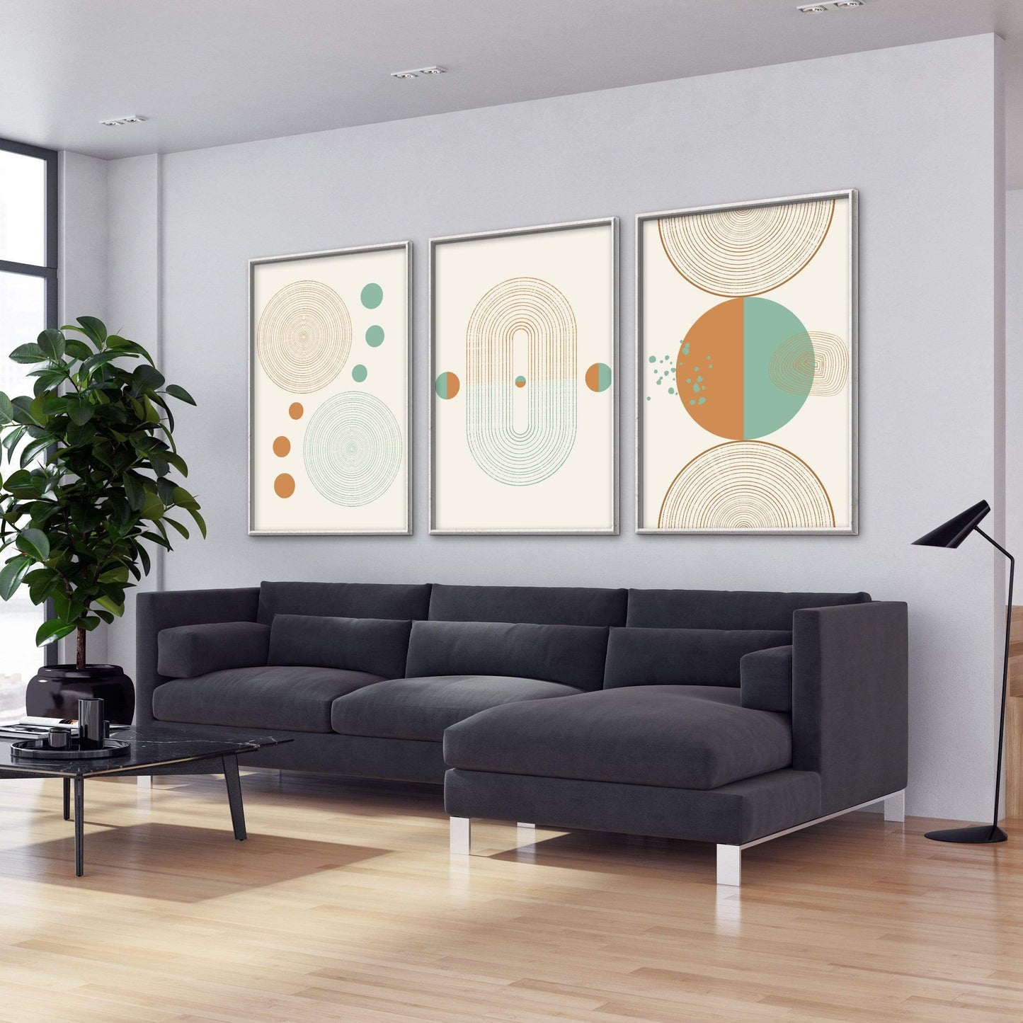 Contemporary Minimalist Shapes Oil Painting for Modern Home Decor