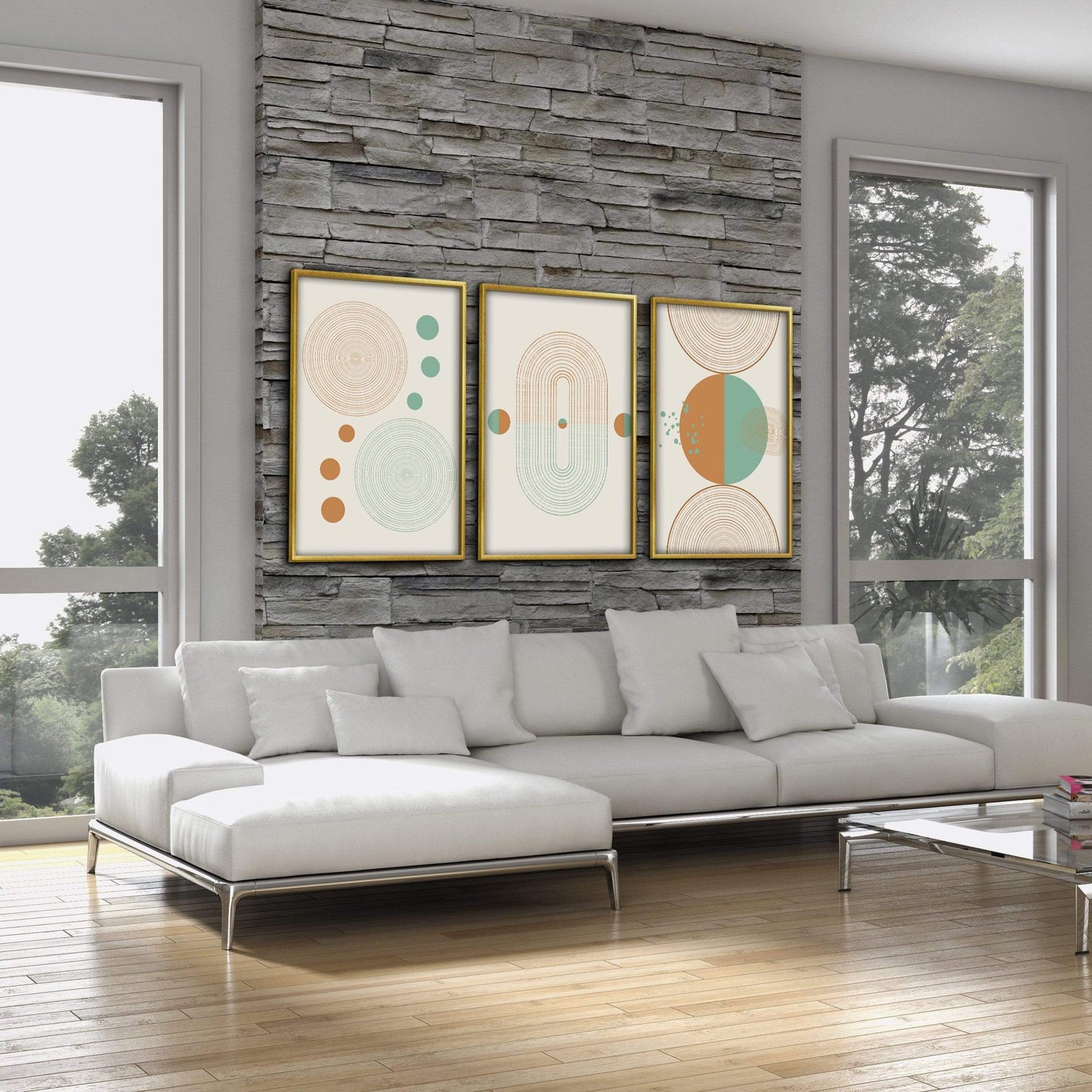 Contemporary Minimalist Shapes Oil Painting for Modern Home Decor